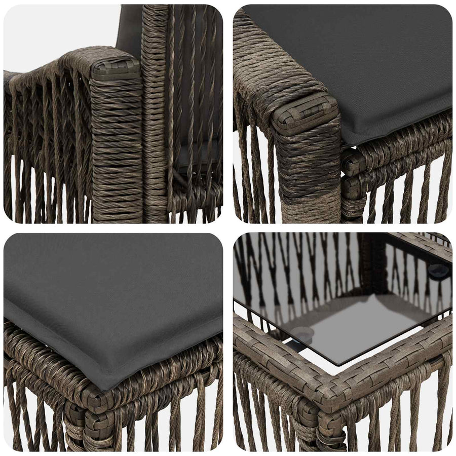 Tuinbankenset 6 pcs Grijs poly rattan