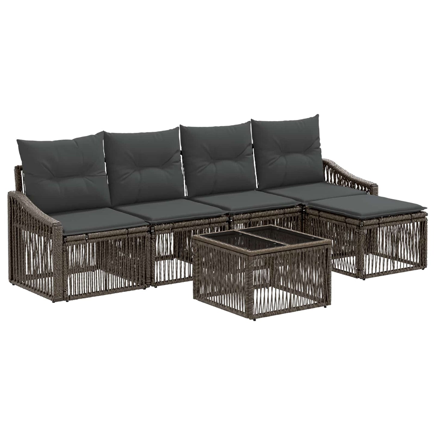 Tuinbankenset 6 pcs Grijs poly rattan