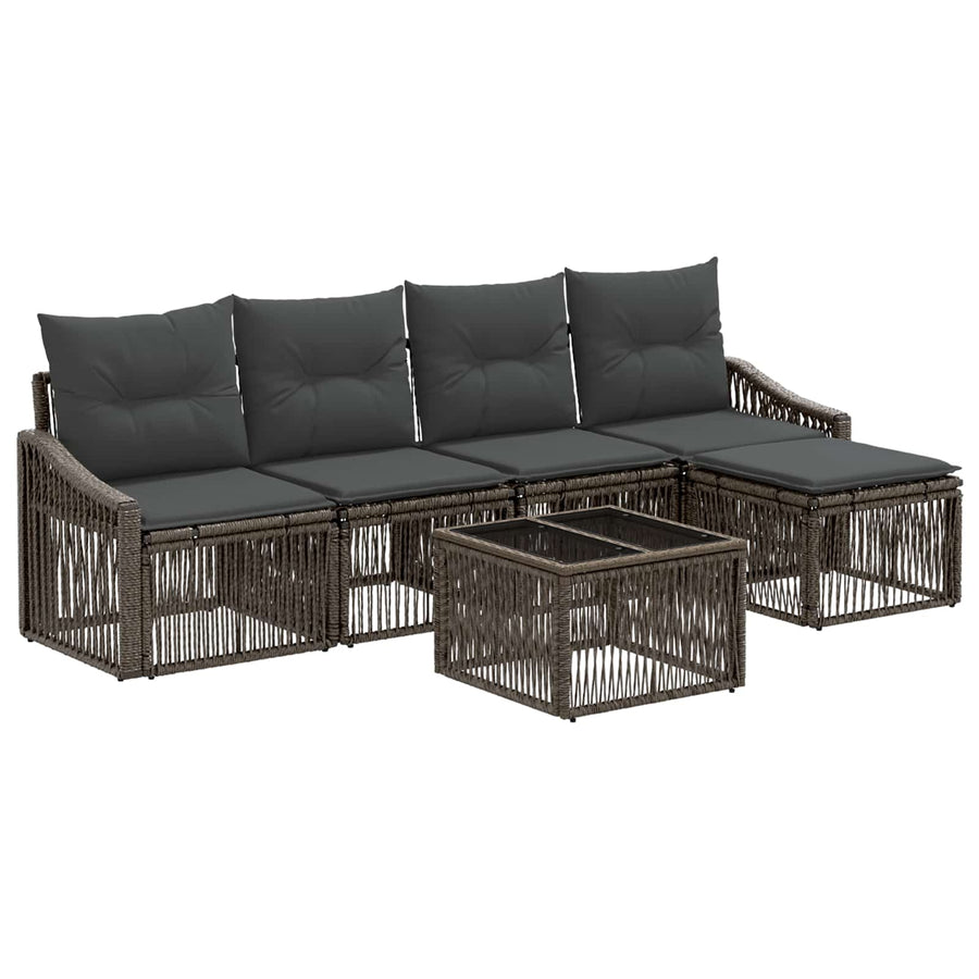 Tuinbankenset 6 pcs Grijs poly rattan