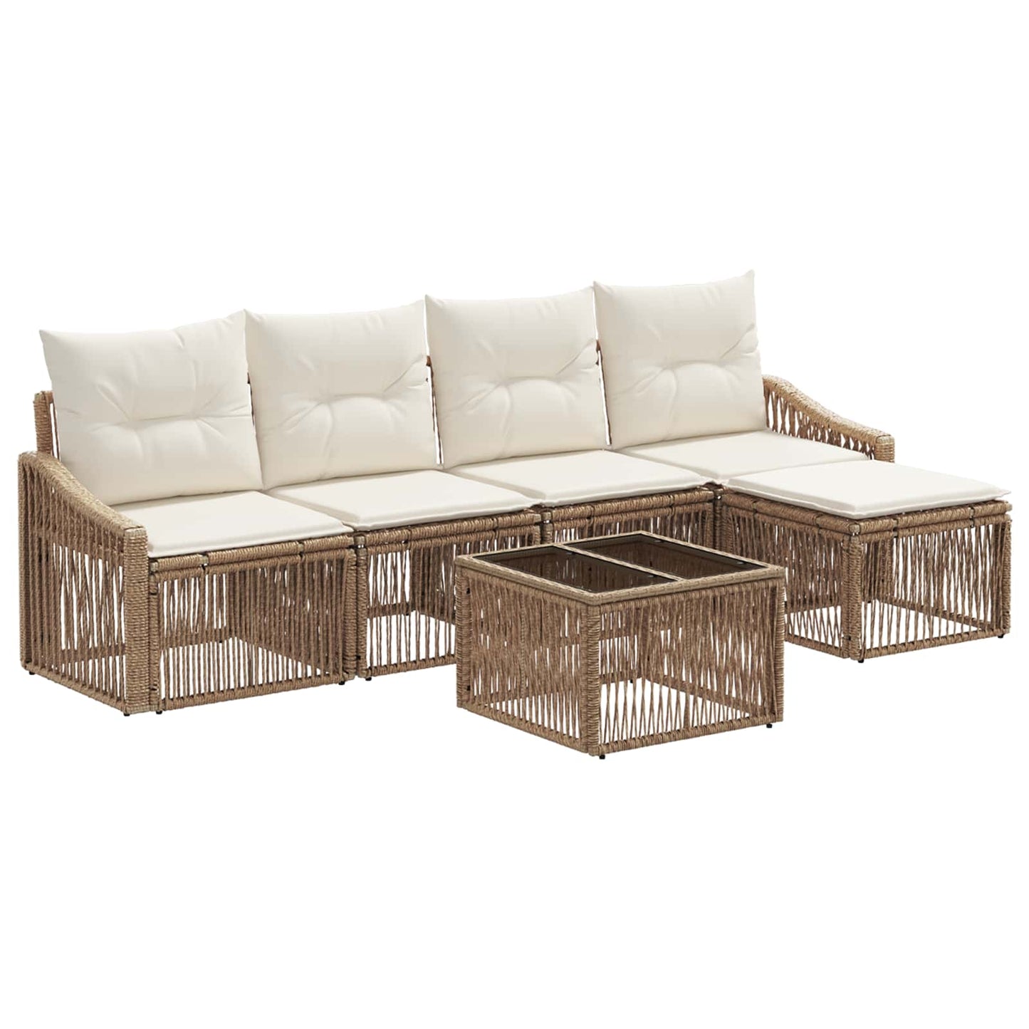 Tuinbankenset 6 pcs Beige poly rattan