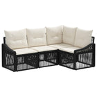 Tuinbankenset poly rattan zwart 4 delig
