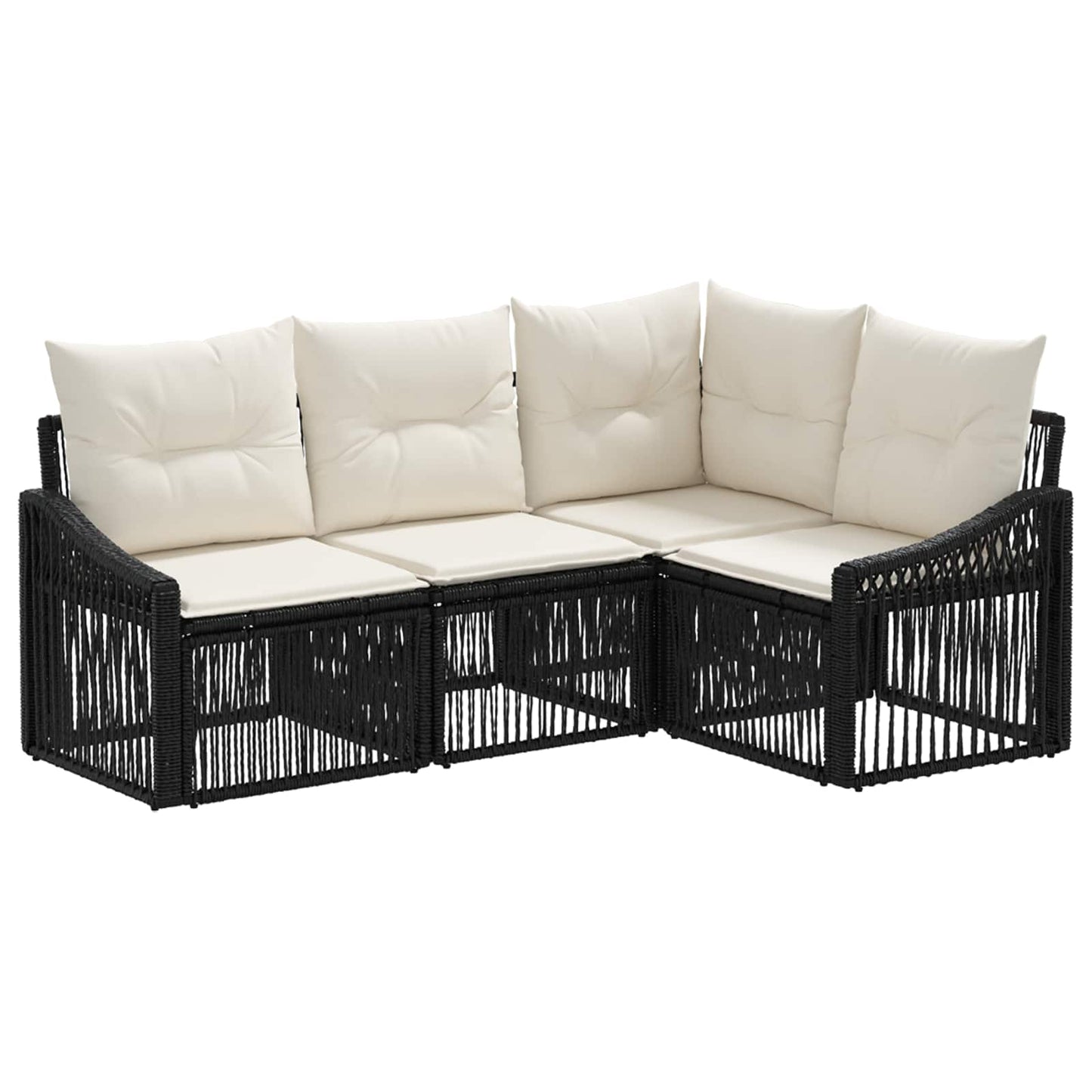 Tuinbankenset 4 pcs Zwart poly rattan