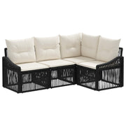Tuinbankenset poly rattan zwart 4 delig
