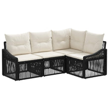 Tuinbankenset 4 pcs Zwart poly rattan