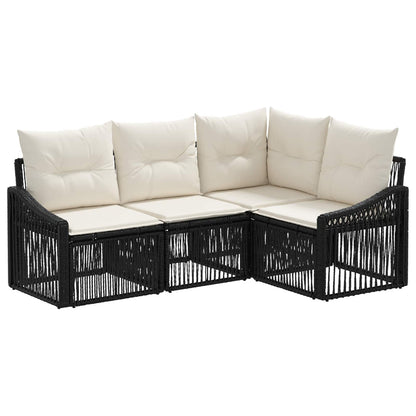 Tuinbankenset 4 pcs Zwart poly rattan