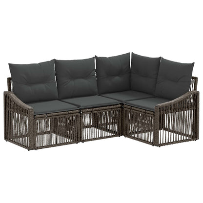 Tuinbankenset 4 pcs Grijs poly rattan