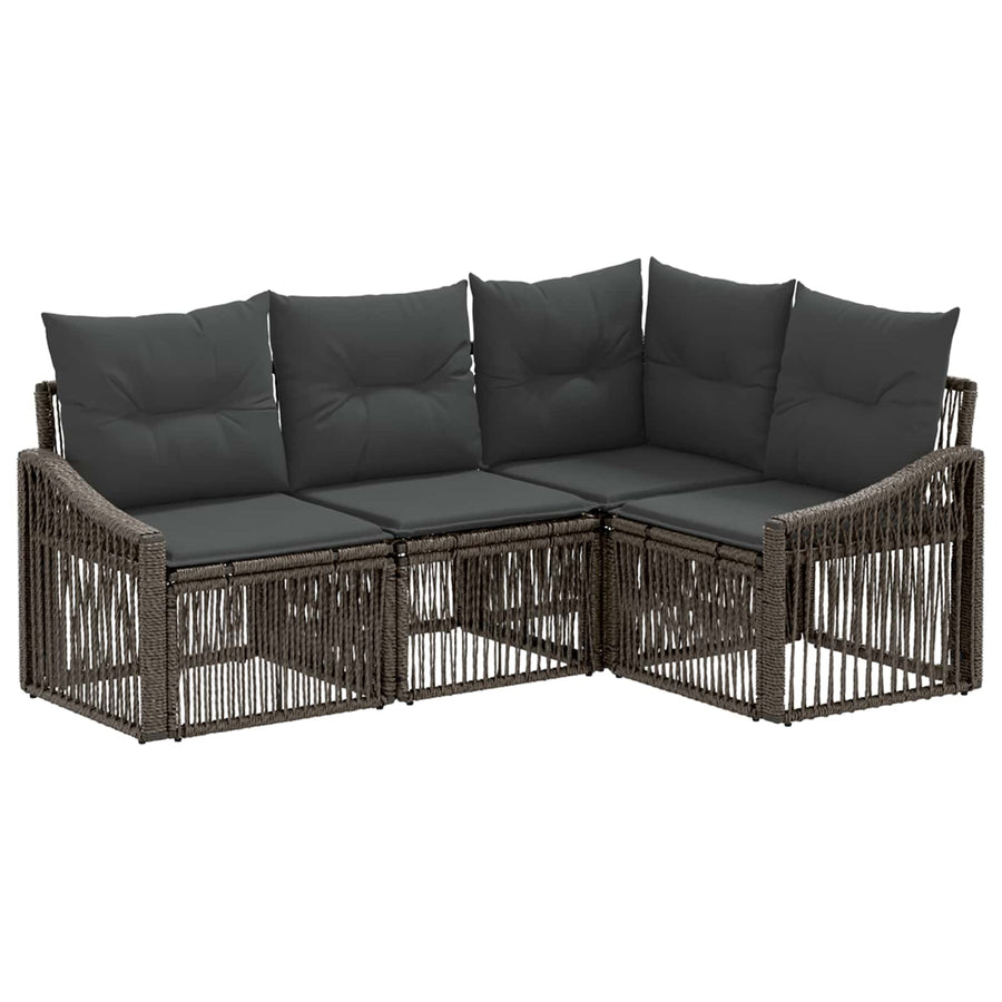 Tuinbankenset 4 pcs Grijs poly rattan