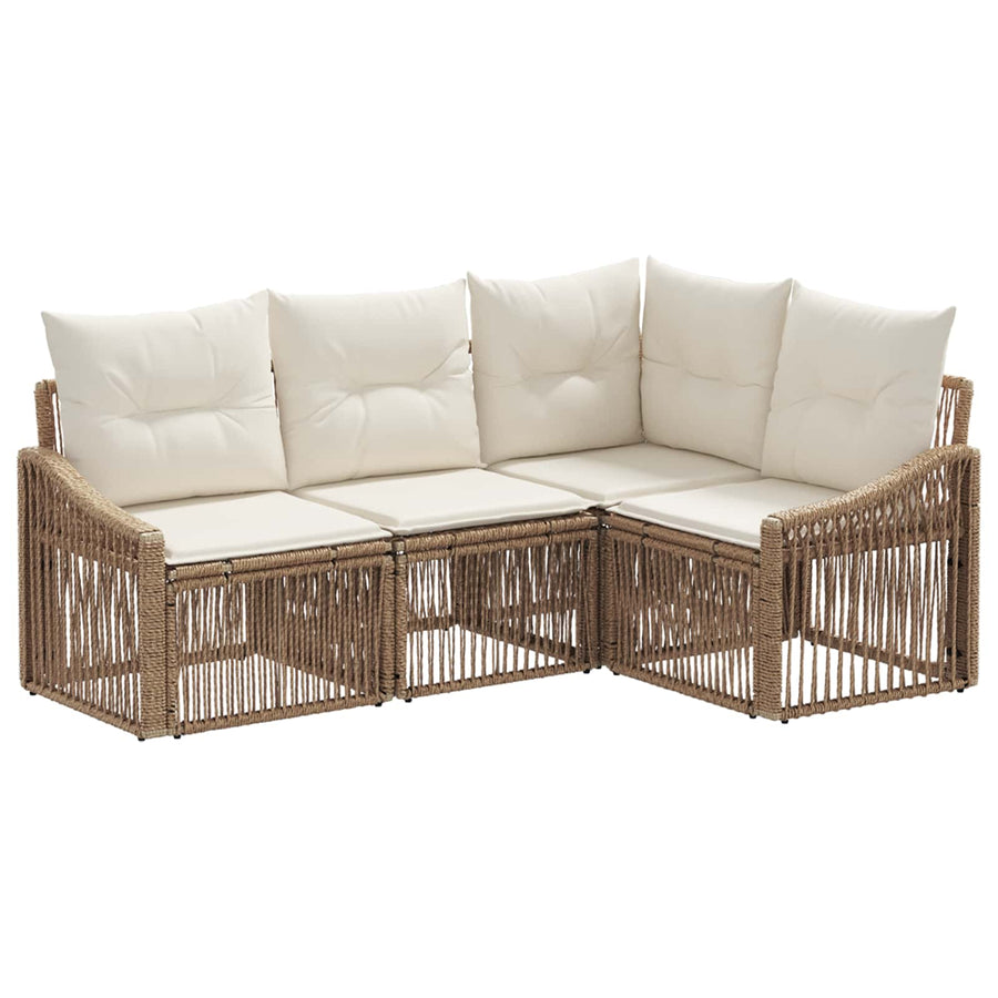 Tuinbankenset 4 pcs Beige poly rattan