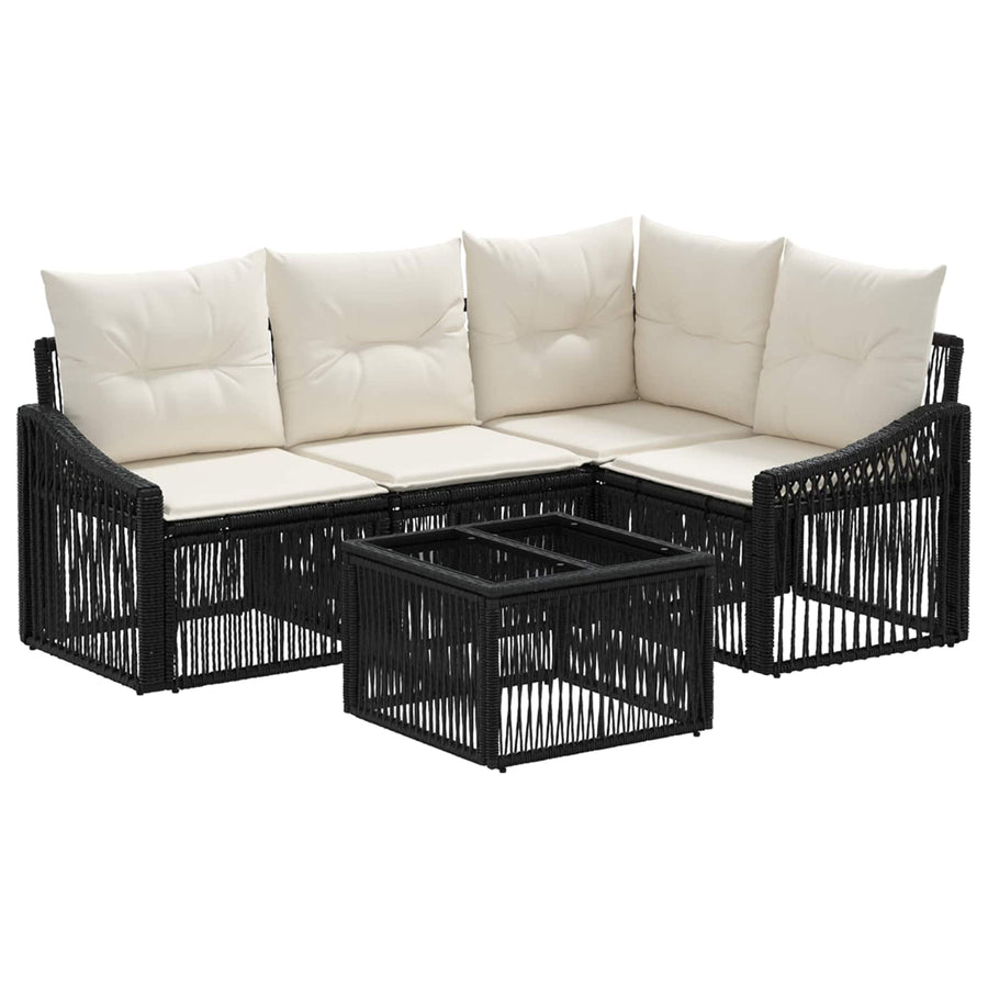 Tuinbankenset 5 pcs Zwart poly rattan