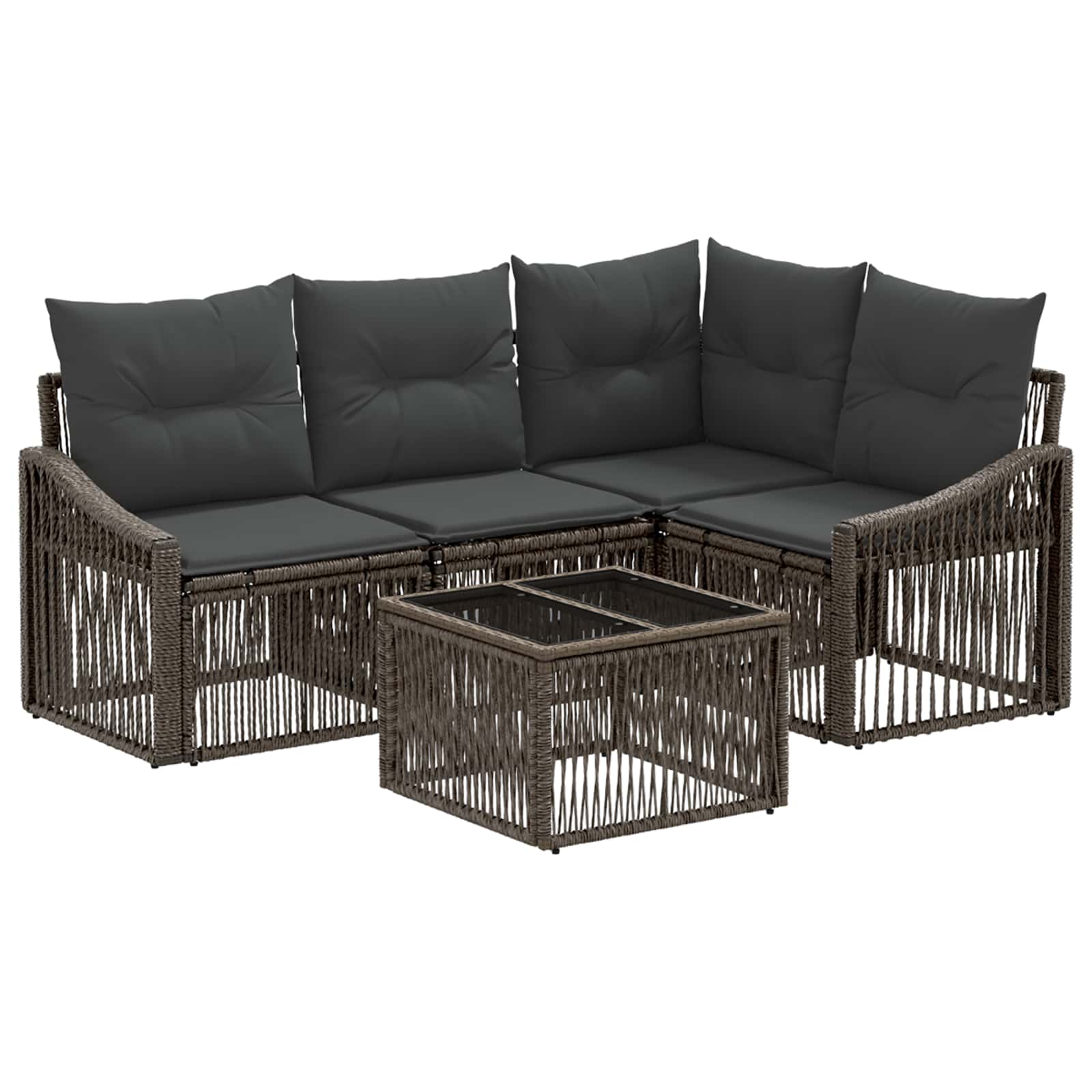 Tuinbankenset 5 pcs Grijs poly rattan