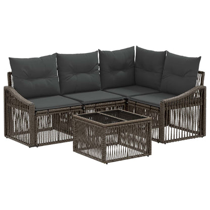 Tuinbankenset 5 pcs Grijs poly rattan