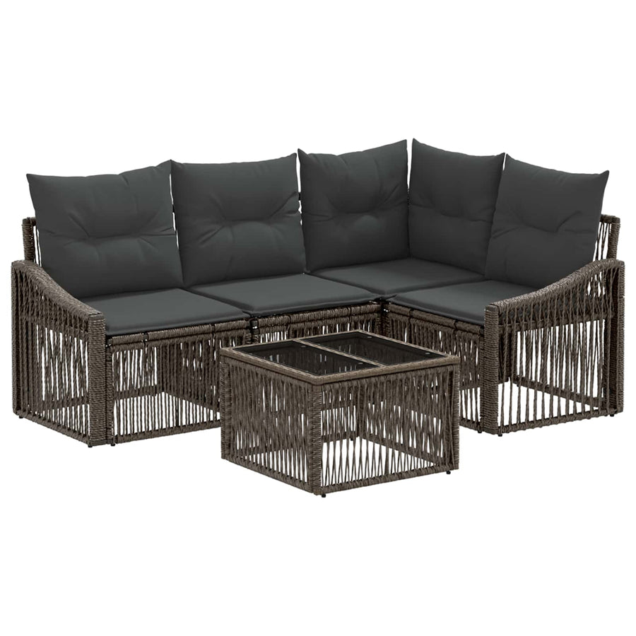 Tuinbankenset 5 pcs Grijs poly rattan