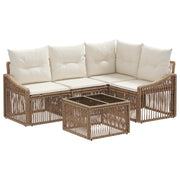 Tuinbankenset poly rattan beige 5-delig
