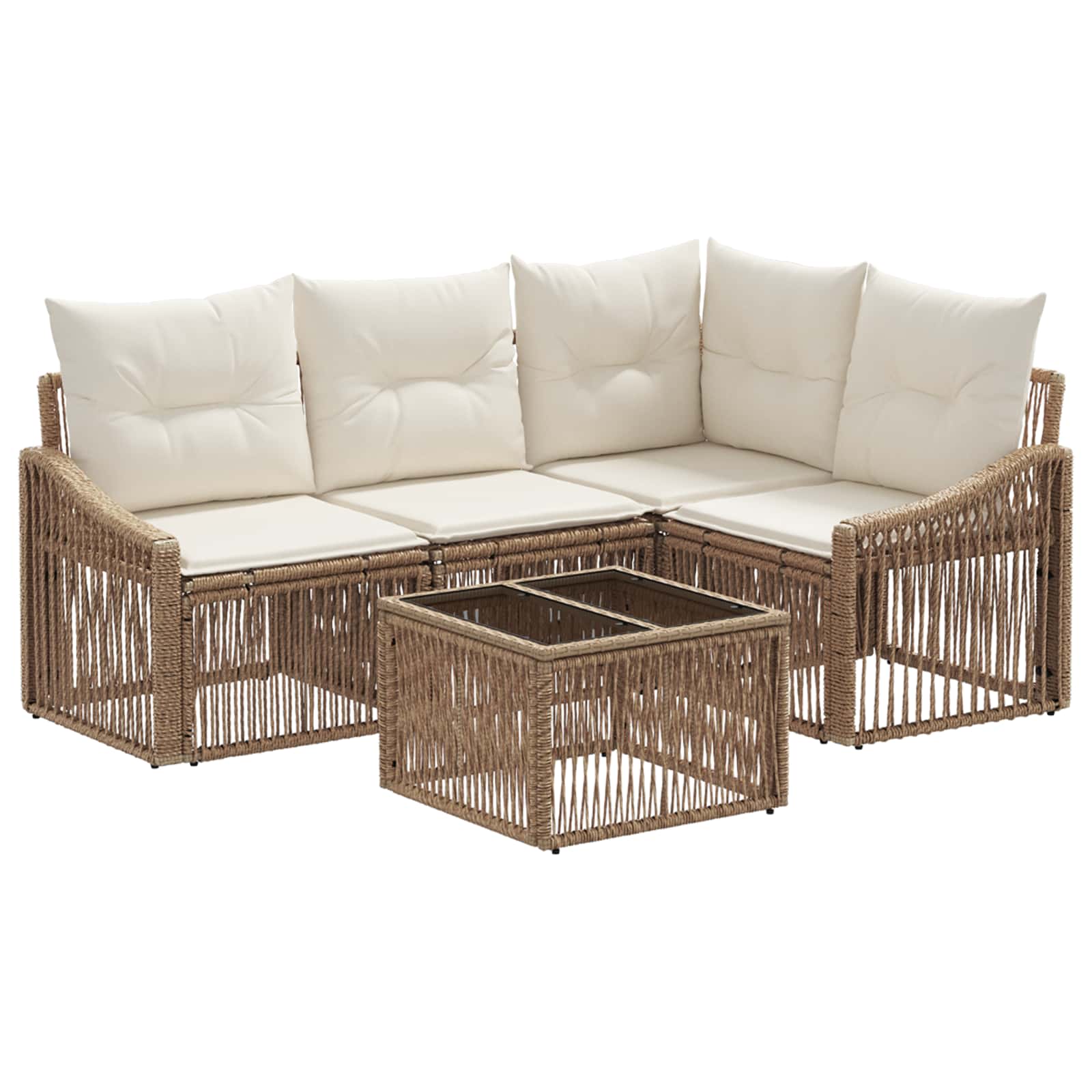 Tuinbankenset 5 pcs Beige poly rattan