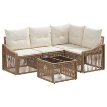 Tuinbankenset 5 pcs Beige poly rattan