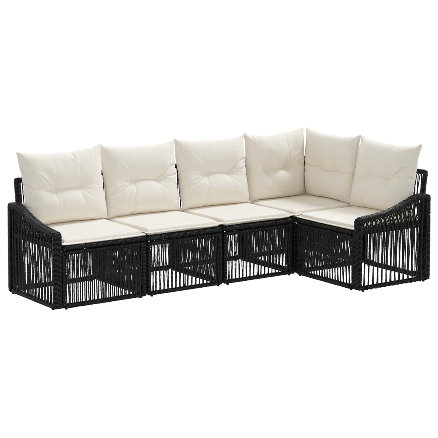 Tuinbankenset 5 pcs Zwart poly rattan