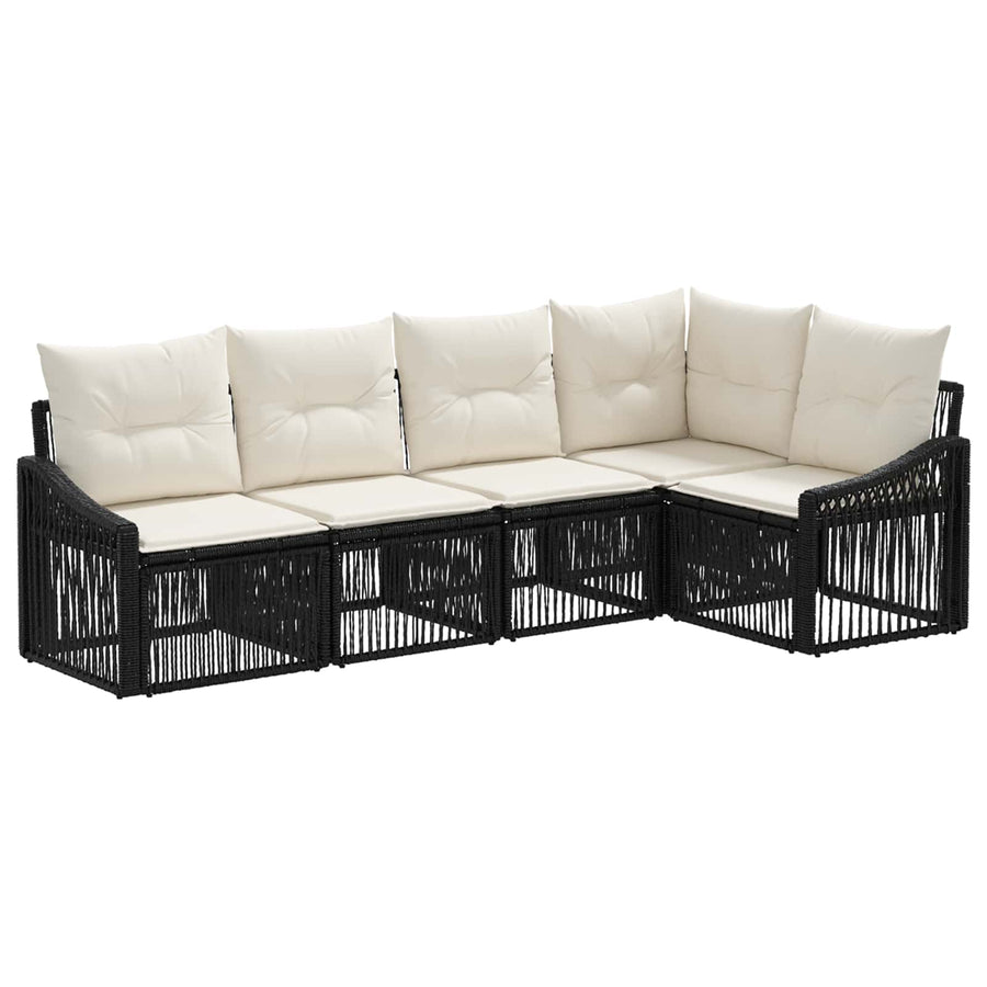 Tuinbankenset 5 pcs Zwart poly rattan