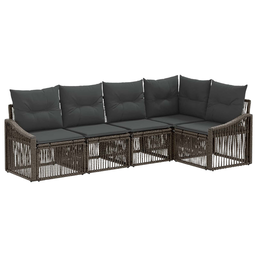 Tuinbankenset 5 pcs Grijs poly rattan