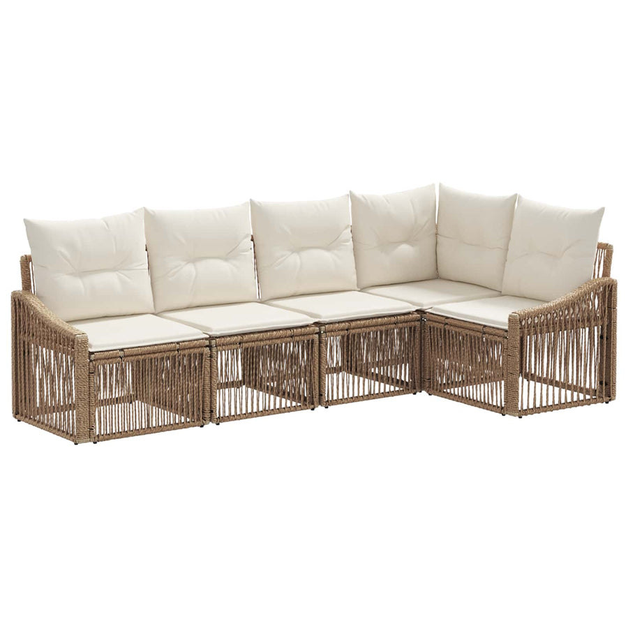 Tuinbankenset 5 pcs Beige poly rattan