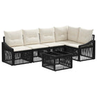 Tuinbankenset poly rattan zwart 5-persoons modulair