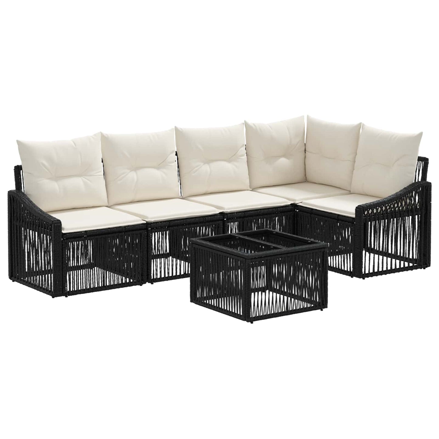 Tuinbankenset 6 pcs Zwart poly rattan