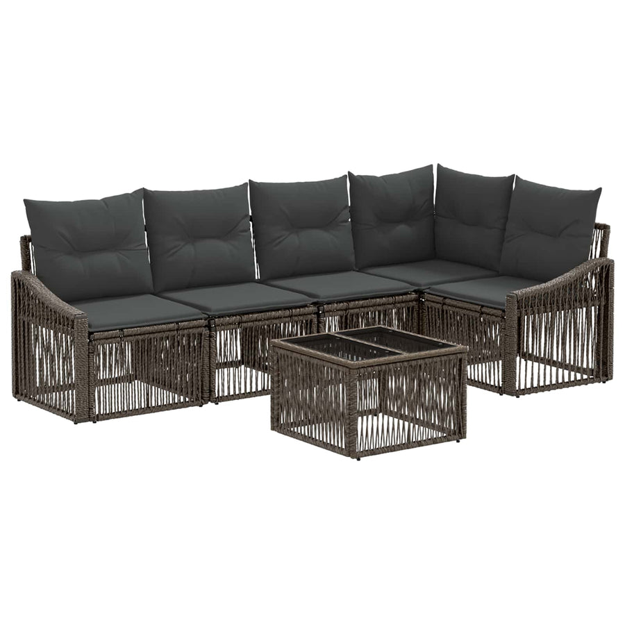 Tuinbankenset 6 pcs Grijs poly rattan