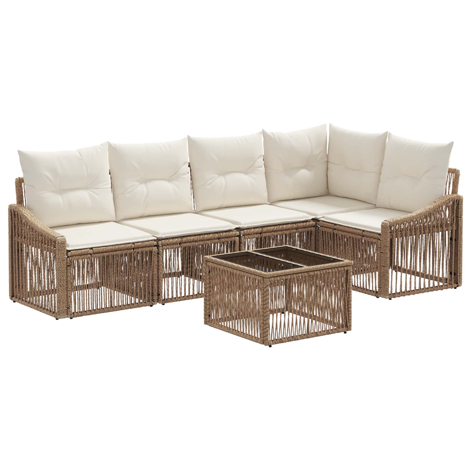 Tuinbankenset 6 pcs Beige poly rattan