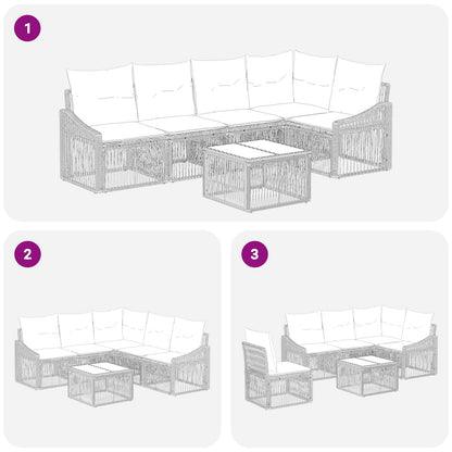 Tuinbankenset 6 pcs Beige poly rattan