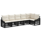 Tuinbankenset poly rattan 6 personen zwart