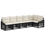 Tuinbankenset poly rattan 6 personen zwart