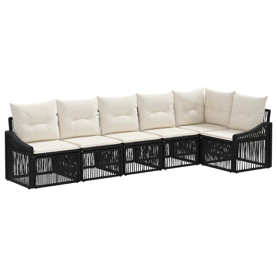 Tuinbankenset 6 pcs Zwart poly rattan
