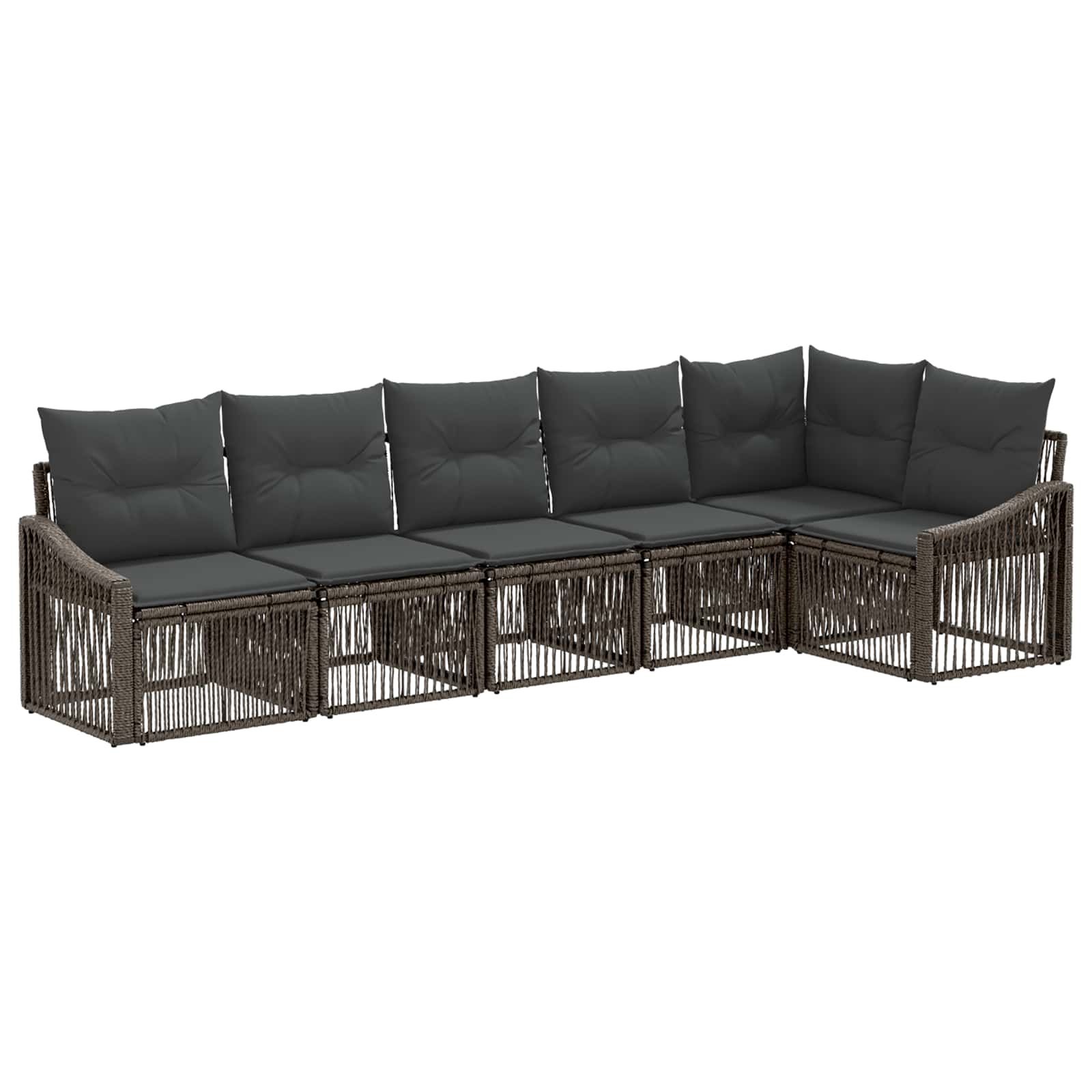 Tuinbankenset 6 pcs Grijs poly rattan