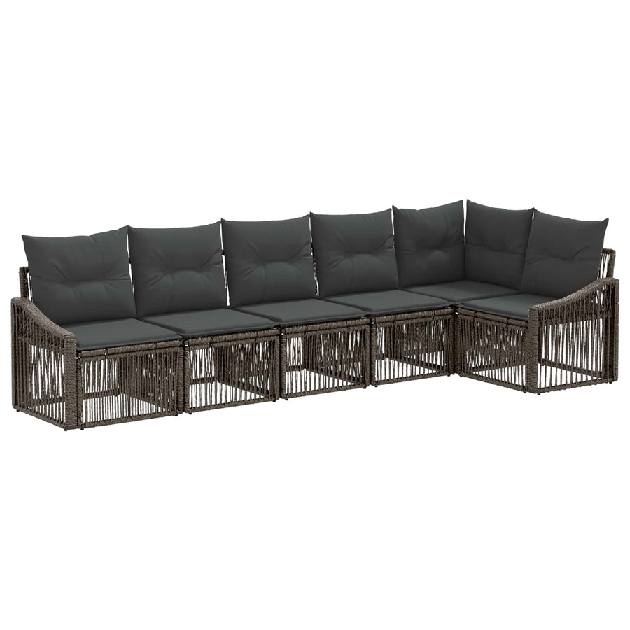 Tuinbankenset 6 pcs Grijs poly rattan