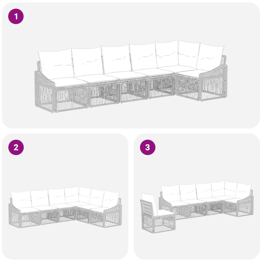 Tuinbankenset 6 pcs Grijs poly rattan