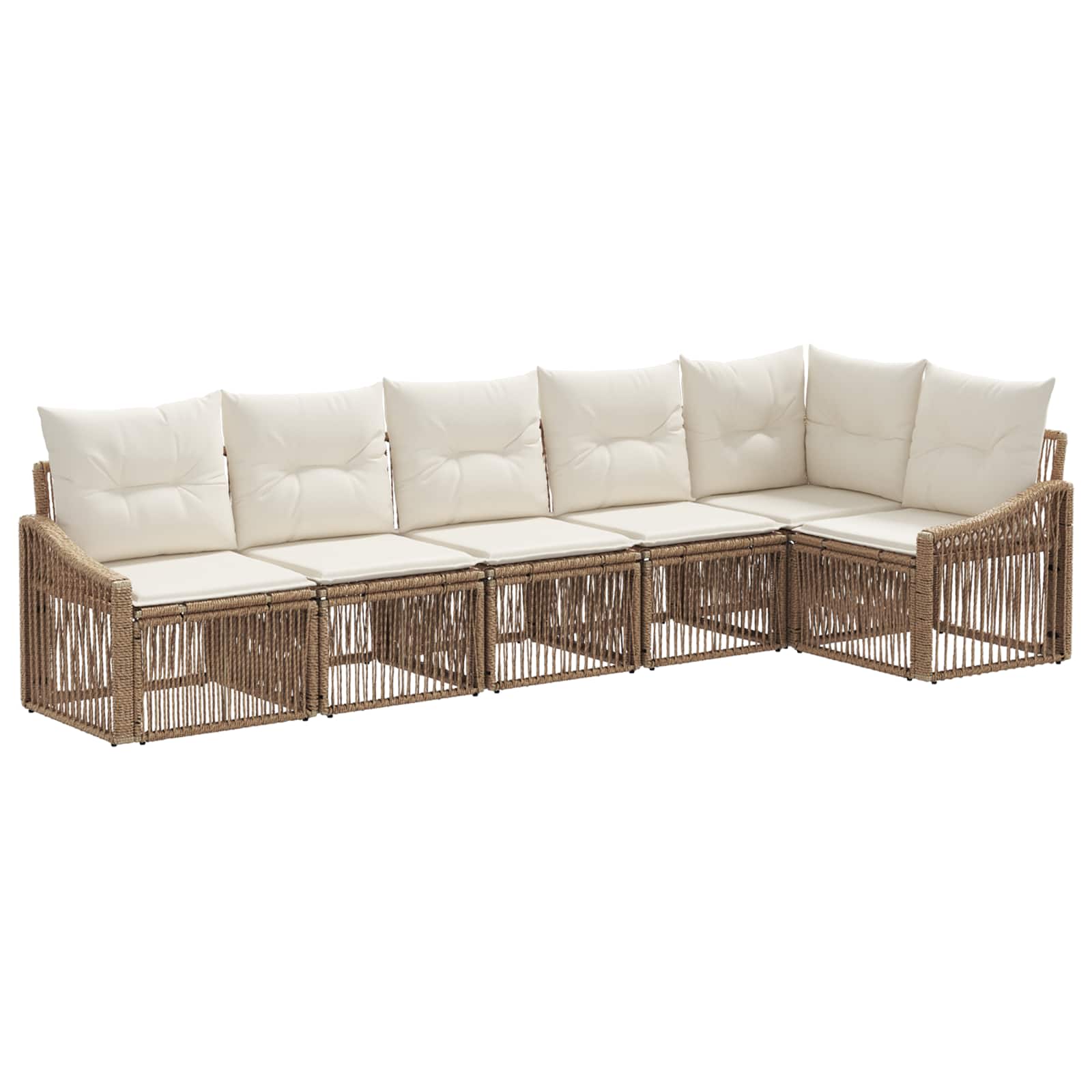Tuinbankenset 6 pcs Beige poly rattan