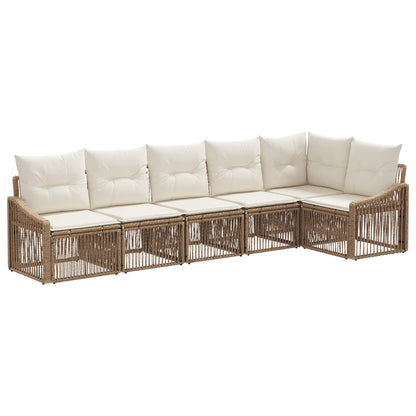 Tuinbankenset 6 pcs Beige poly rattan