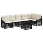 Tuinbankenset poly rattan zwart 7-delig