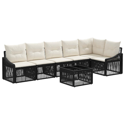 Tuinbankenset 7 pcs Zwart poly rattan
