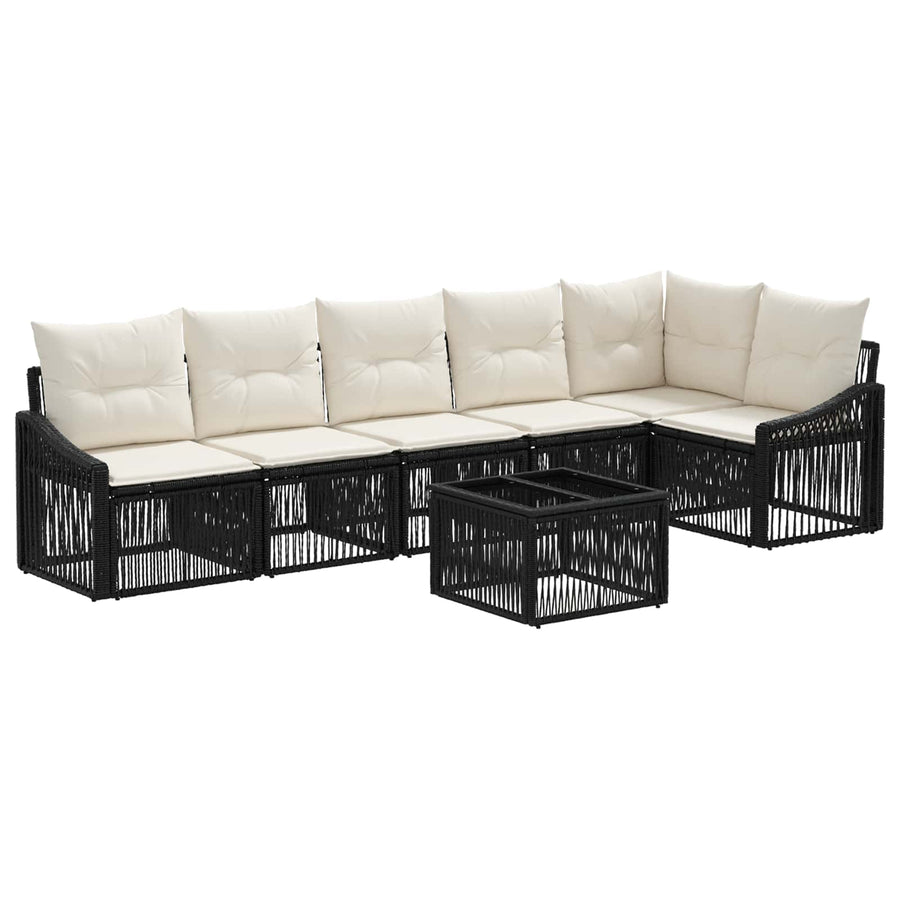 Tuinbankenset 7 pcs Zwart poly rattan