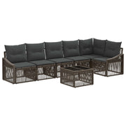Tuinbankenset poly rattan grijs 7-delig