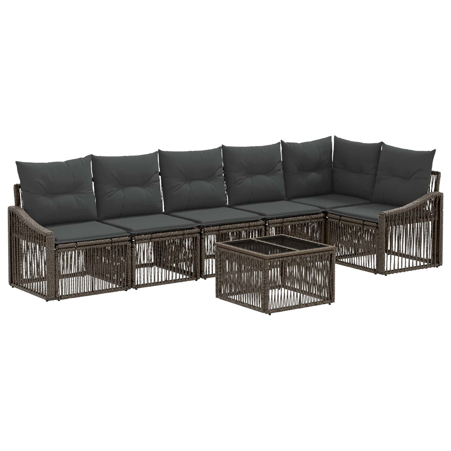 Tuinbankenset 7 pcs Grijs poly rattan