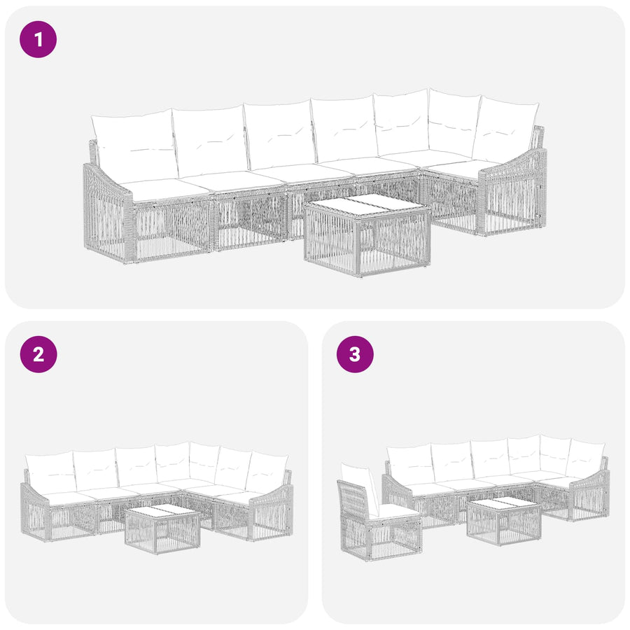 Tuinbankenset 7 pcs Grijs poly rattan