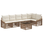 Tuinbankenset poly rattan beige 7-delig