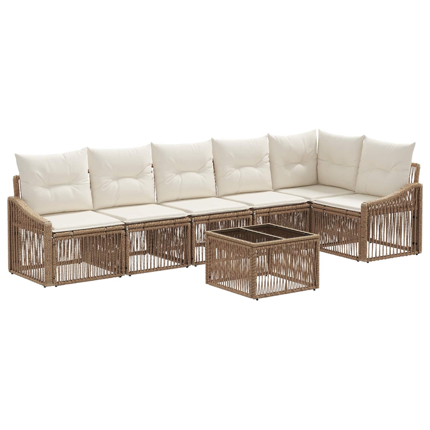Tuinbankenset 7 pcs Beige poly rattan