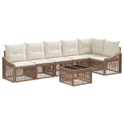Tuinbankenset 7 pcs Beige poly rattan