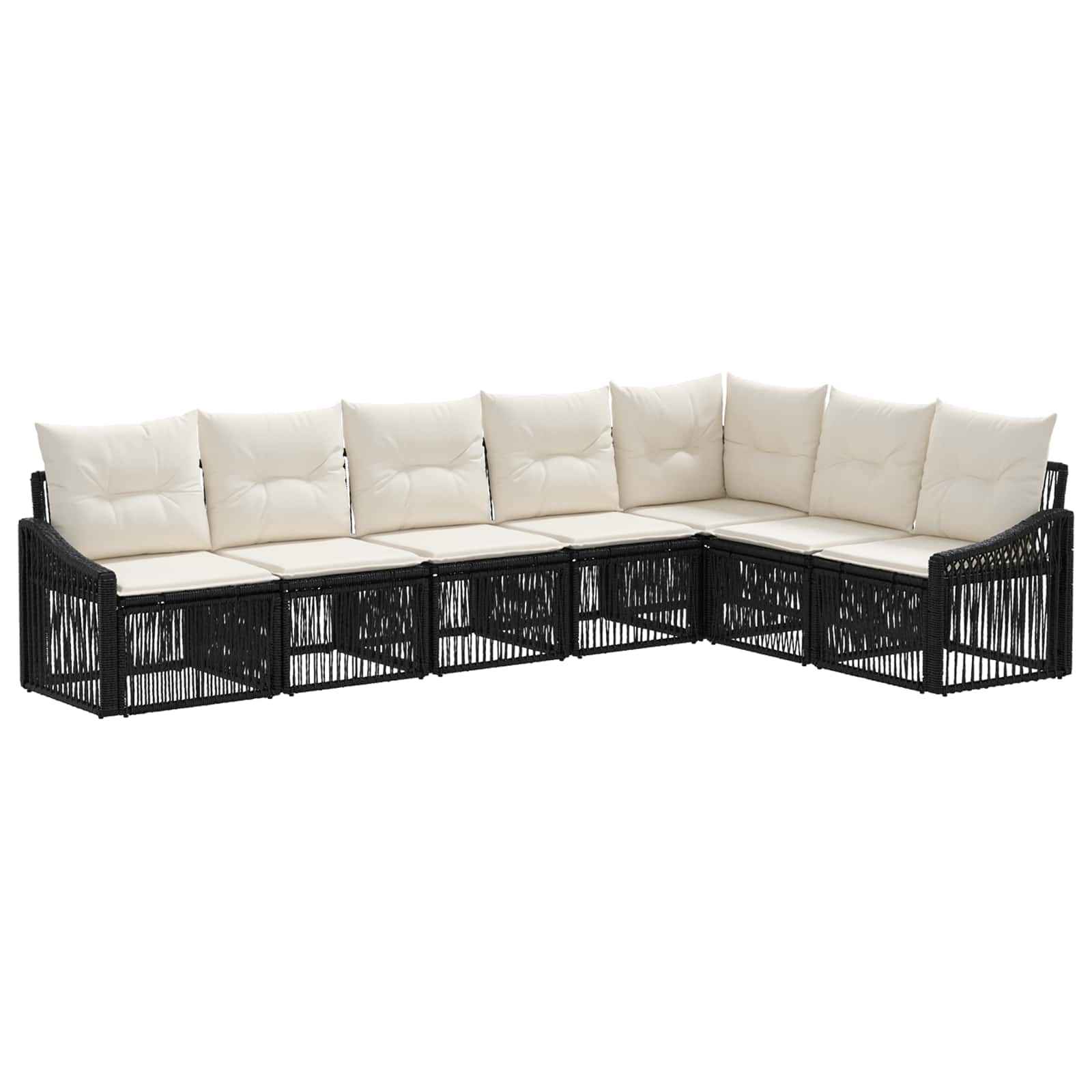Tuinbankenset 7 pcs Zwart poly rattan