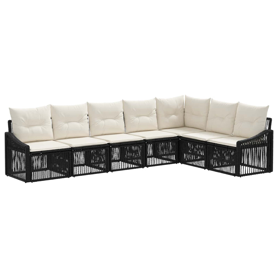 Tuinbankenset 7 pcs Zwart poly rattan