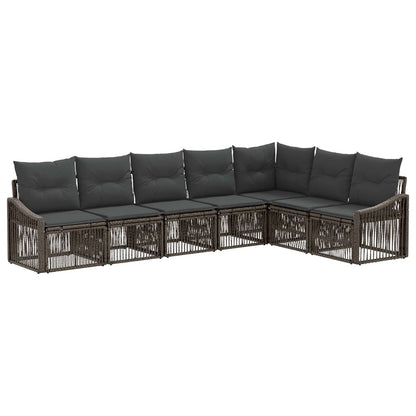 Tuinbankenset 7 pcs Grijs poly rattan