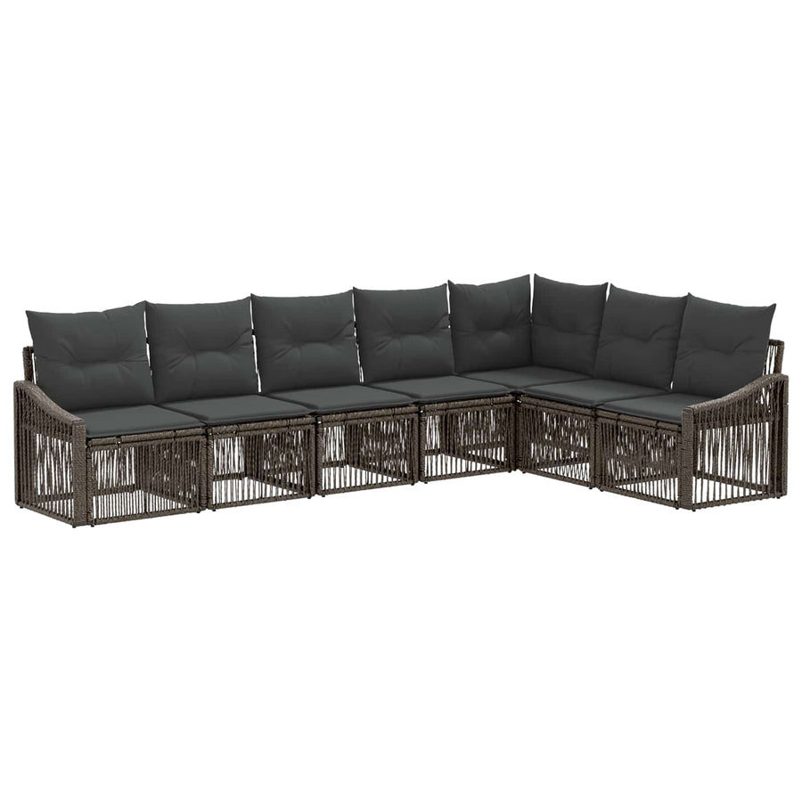 Tuinbankenset 7 pcs Grijs poly rattan