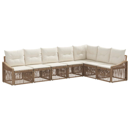 Tuinbankenset 7 pcs Beige poly rattan